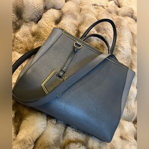 Fendi Grey Leather 2Jours Tote Bag (Retail $2350)